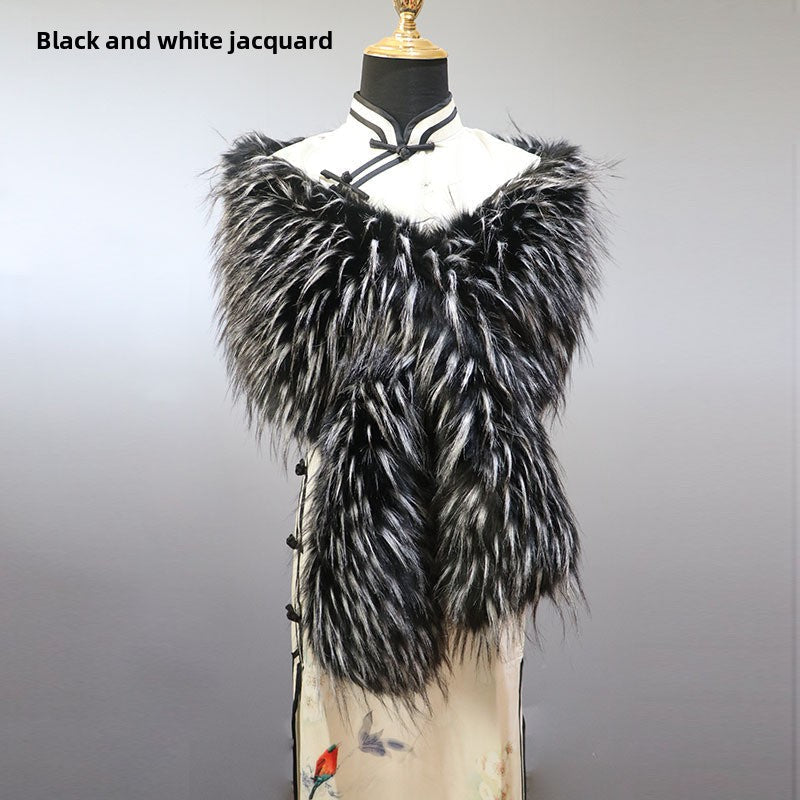 Women's Faux-Fur Stole Wrap Crossover Shawl Evening Cape Winter Scarf Edenforth