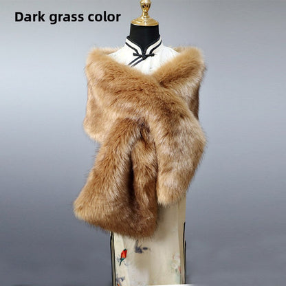 Women's Faux-Fur Stole Wrap Crossover Shawl Evening Cape Winter Scarf Edenforth