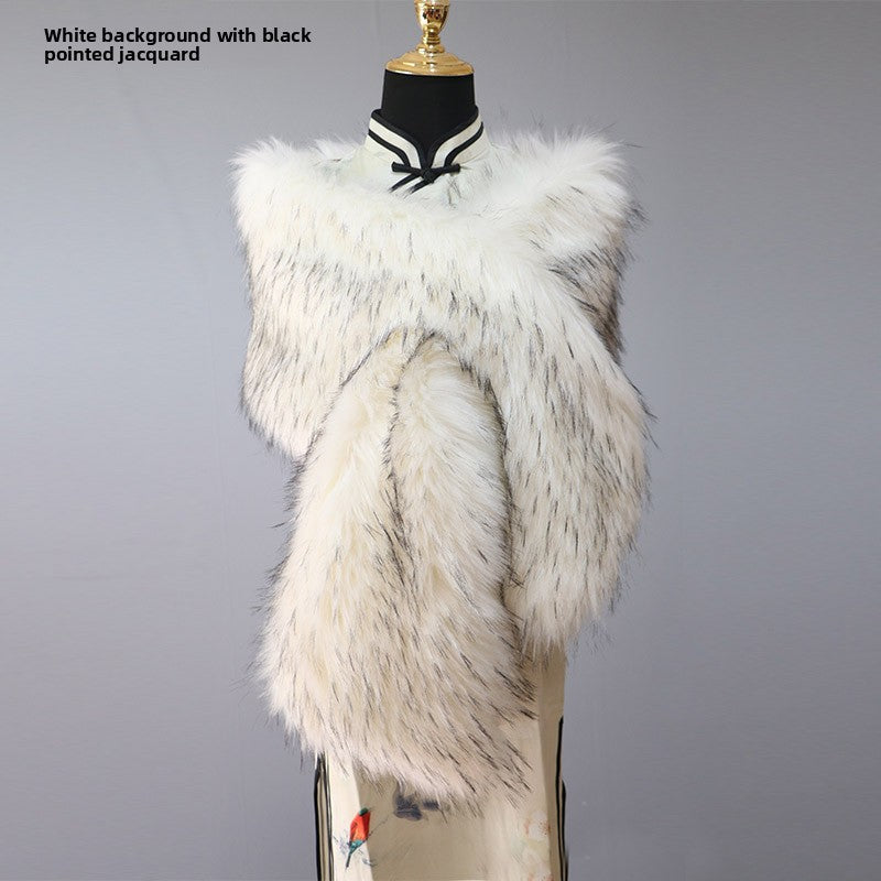 Women's Faux-Fur Stole Wrap Crossover Shawl Evening Cape Winter Scarf Edenforth