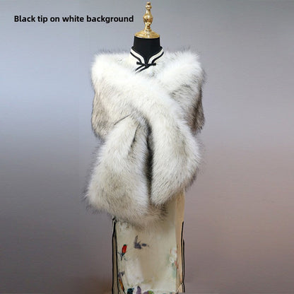 Women's Faux-Fur Stole Wrap Crossover Shawl Evening Cape Winter Scarf Edenforth