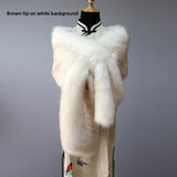 White Brown Pointy Fox Wide Shawl
