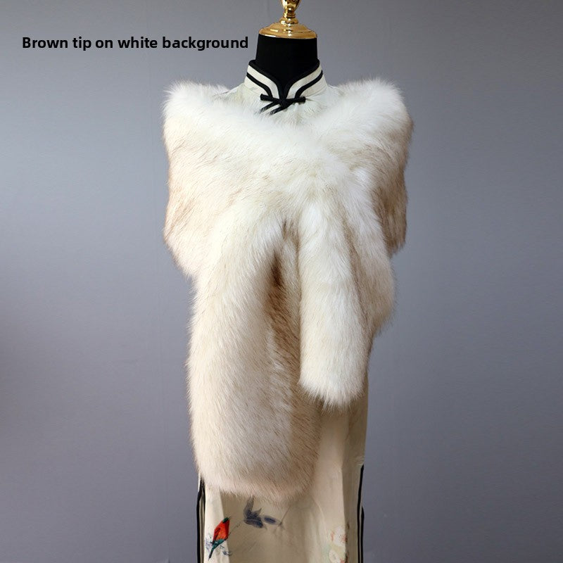 Women's Faux-Fur Stole Wrap Crossover Shawl Evening Cape Winter Scarf Edenforth