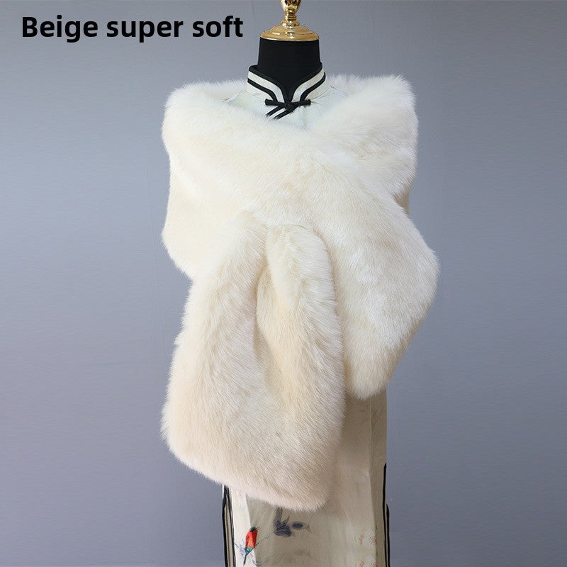Women's Faux-Fur Stole Wrap Crossover Shawl Evening Cape Winter Scarf Edenforth