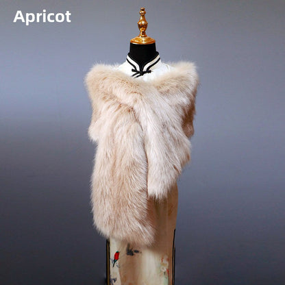 Women's Faux-Fur Stole Wrap Crossover Shawl Evening Cape Winter Scarf Edenforth