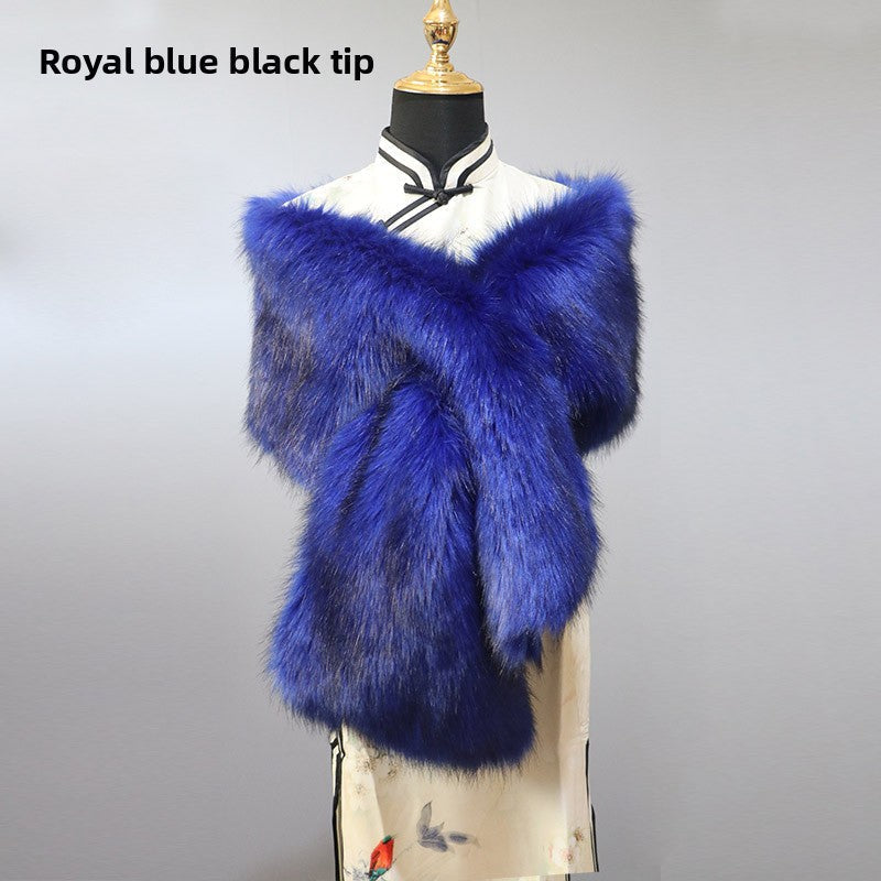 Women's Faux-Fur Stole Wrap Crossover Shawl Evening Cape Winter Scarf Edenforth