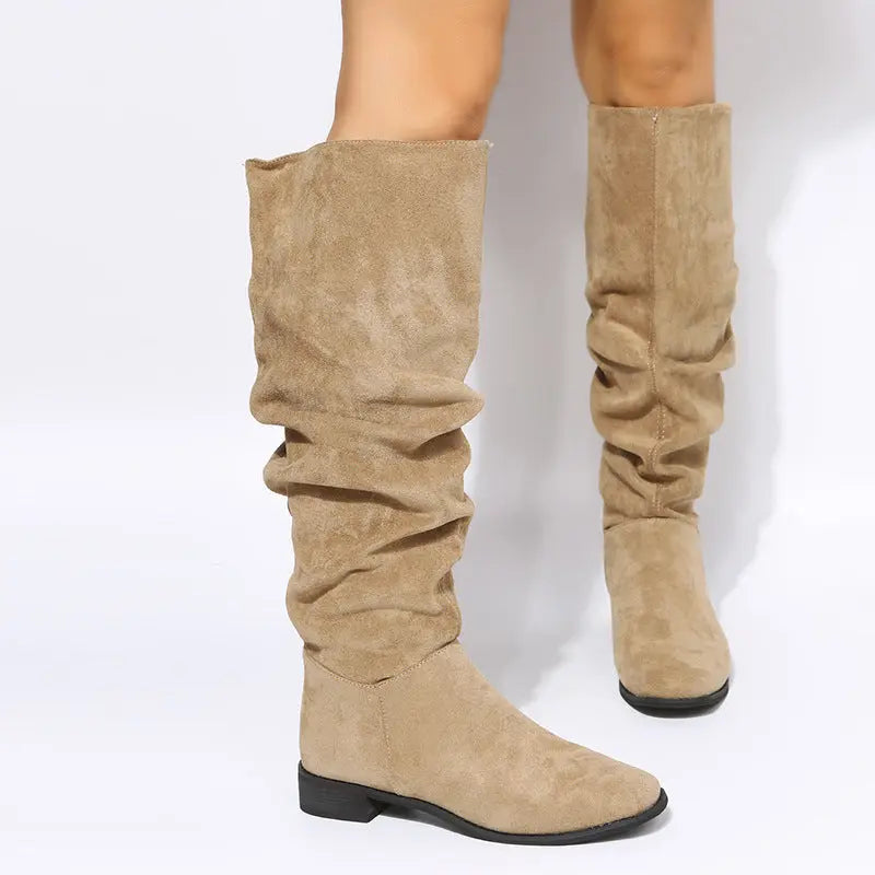 Women's Slouchy Suede Knee-High Flat Pull-On Winter Boots Edenforth