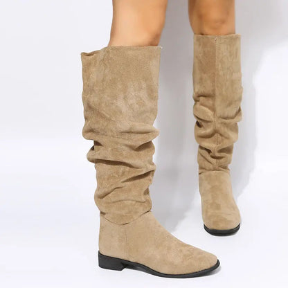 Women's Slouchy Suede Knee-High Flat Pull-On Winter Boots Edenforth