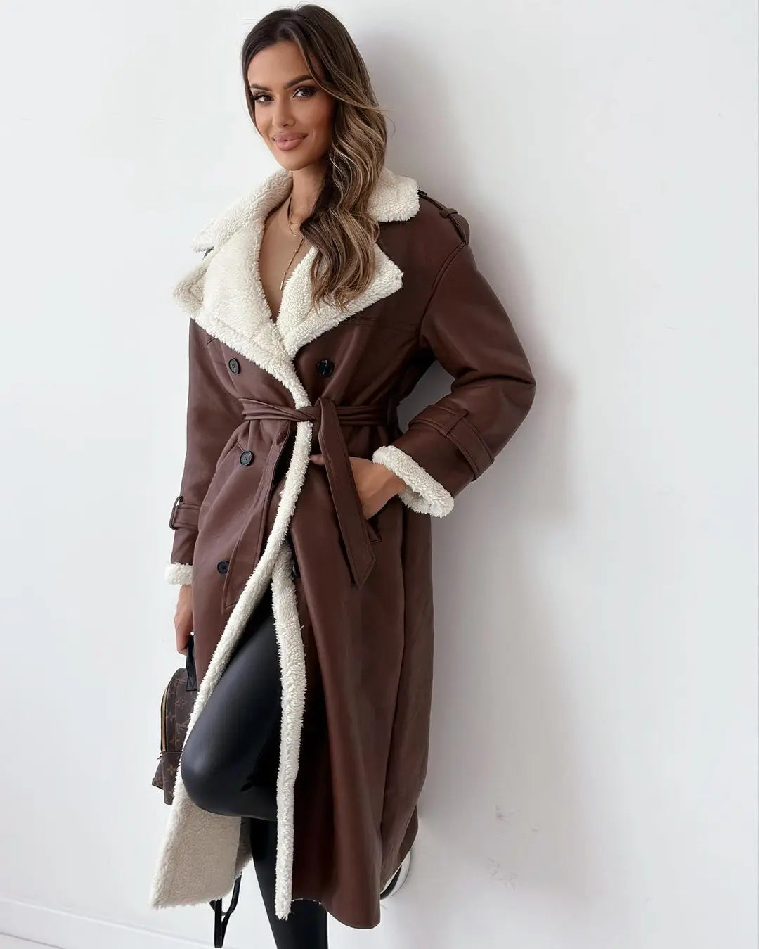 Women's Double Collar Oversized Lapel Long Winter Coat Edenforth