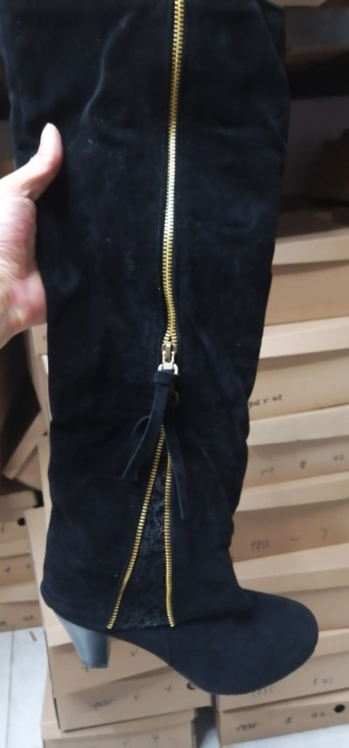 Thick-Heel Turn-Down High Boots mutualdropshopping