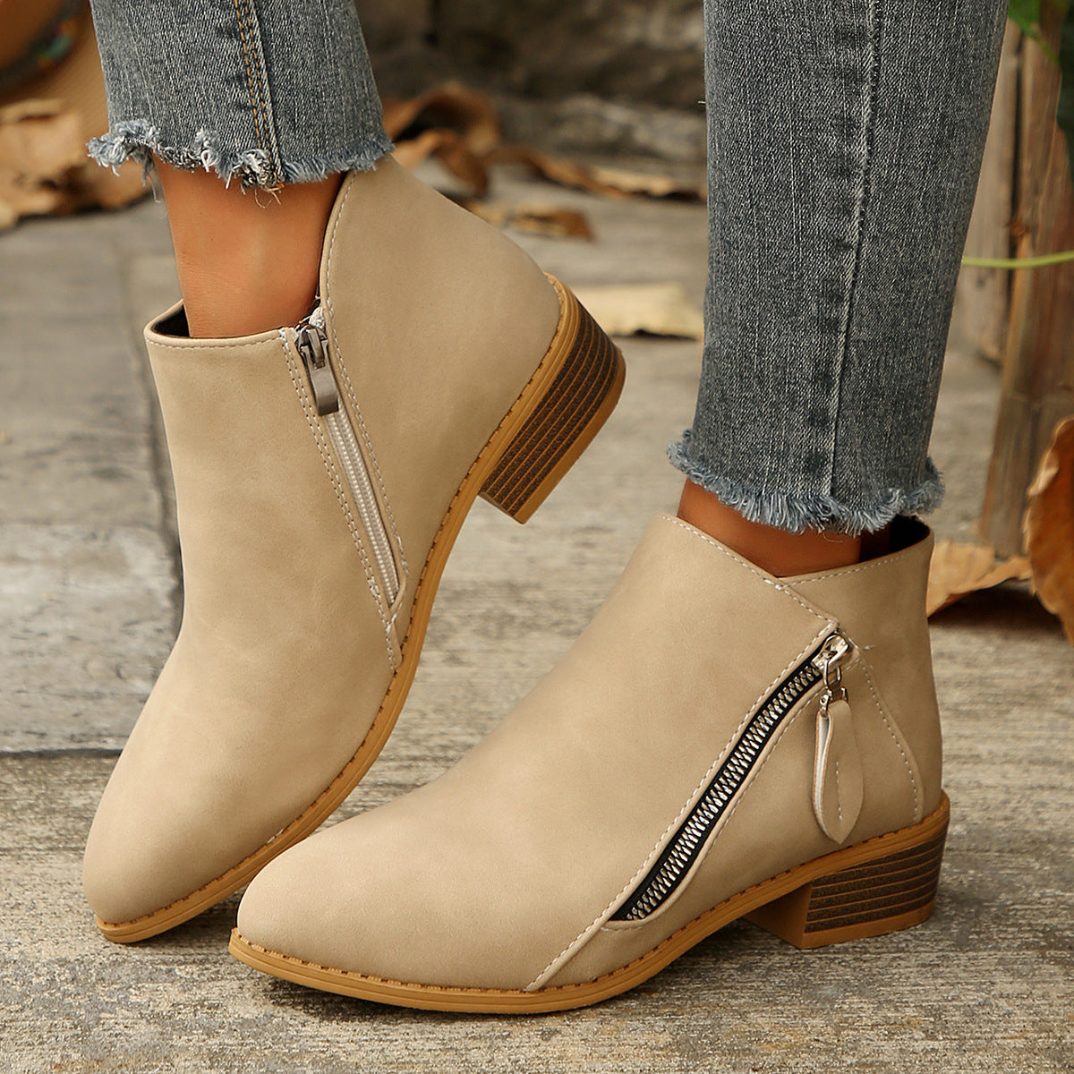 Thick-Heel Pointed-Toe Boots mutualdropshopping