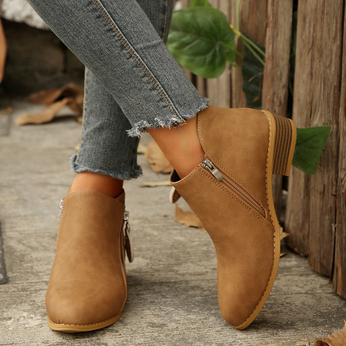 Thick-Heel Pointed-Toe Boots mutualdropshopping