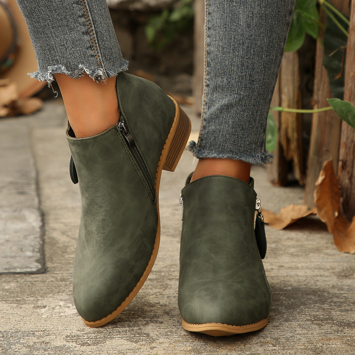 Thick-Heel Pointed-Toe Boots mutualdropshopping