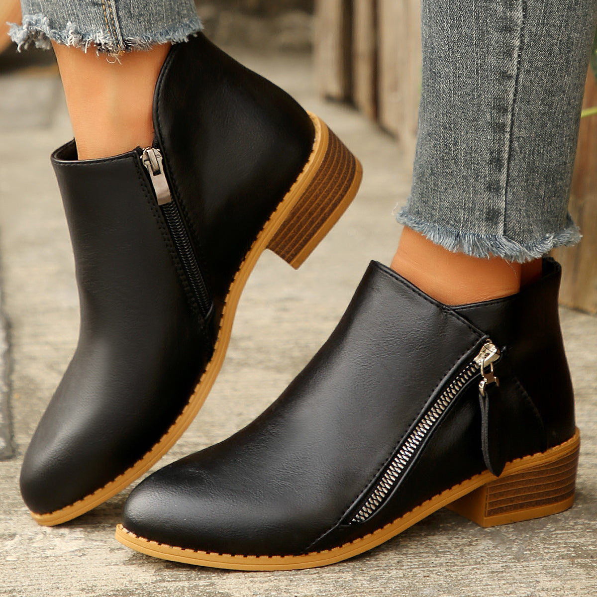 Thick-Heel Pointed-Toe Boots mutualdropshopping