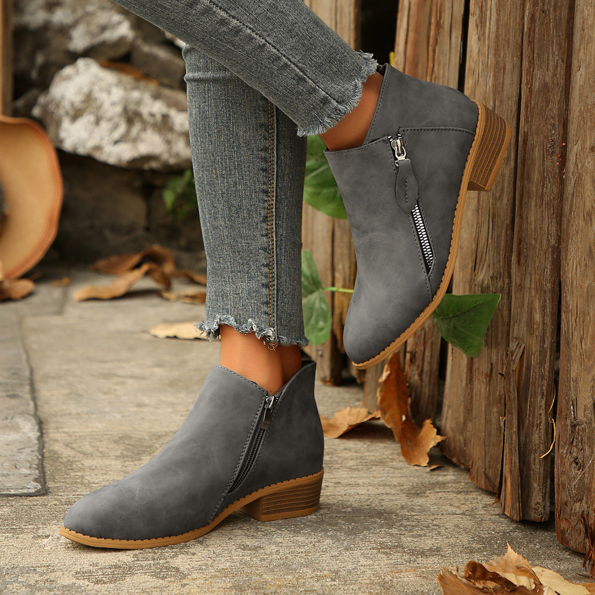Thick-Heel Pointed-Toe Boots mutualdropshopping