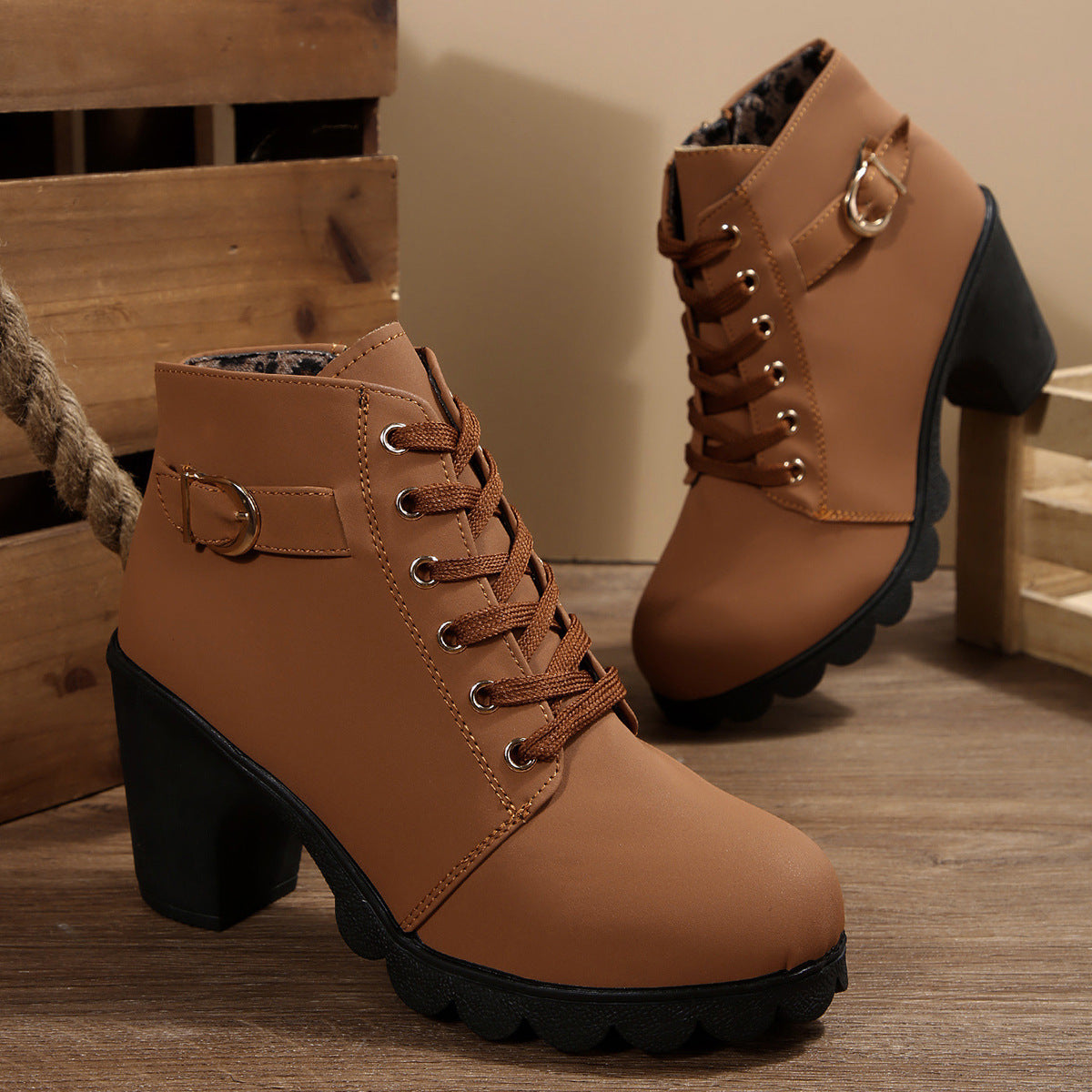 High-Heeled Side-Zip Martin Boots mutualdropshopping